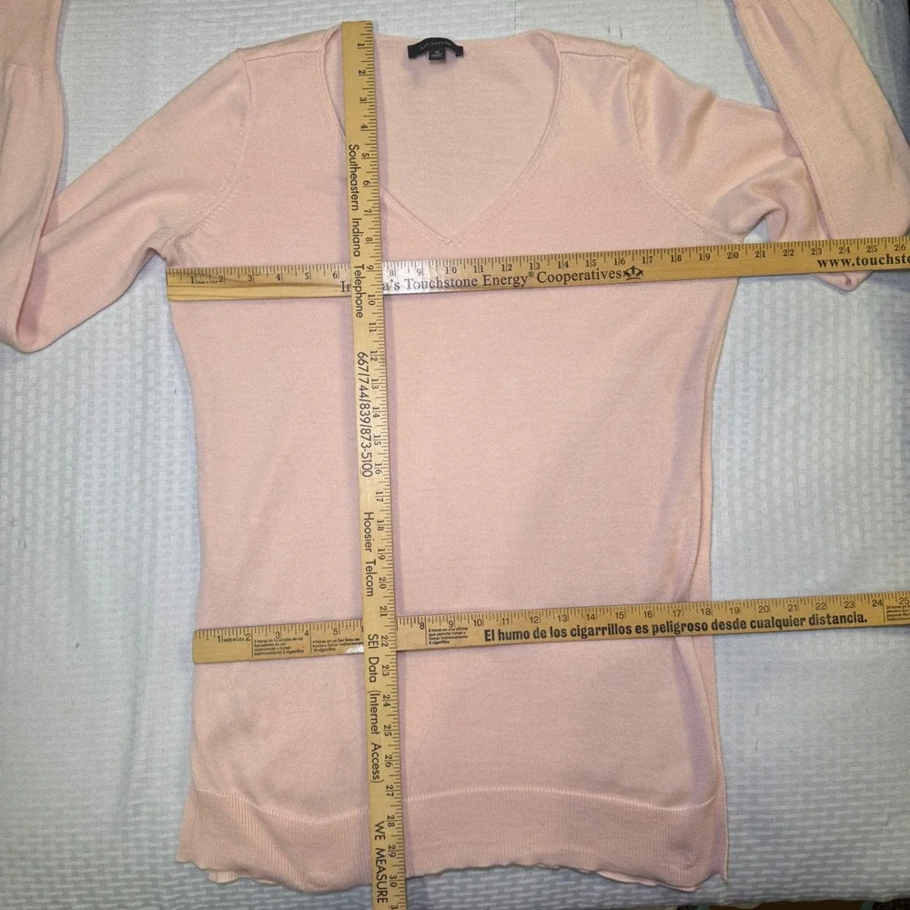 Ann Taylor Pink Merino Wool‎ Blend V-Neck Tunic Sweater Women's Medium
